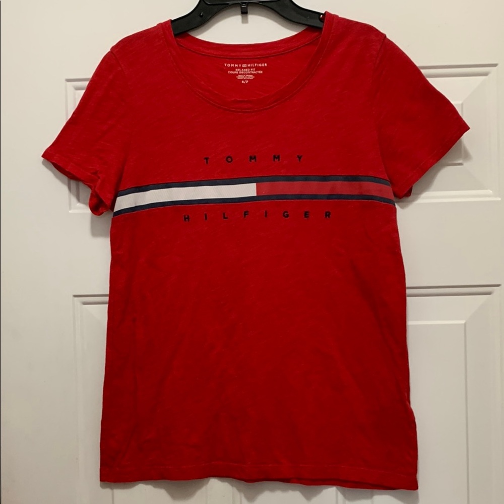 4/$10 100% Cotton Tommy Hilfiger Red Fitted Short Sleeve T-Shirt